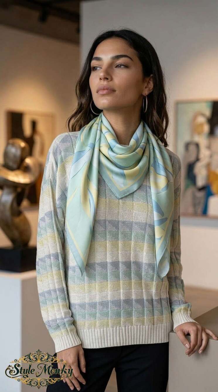 The Fox Collection Sweater Size M Pastel Striped Knit Pullover